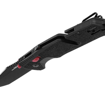 SOG Trident AT-XR Mk3 Tanto Folding Knife - 3.7 Inch Blade, Tanto, Straight Edge - Peg Box - Black and Red