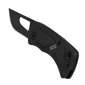 SOG Centi I Folding Knife - 1.4 Inch Straight Edge, Straight Back - Hardcased Black Finish - Black Stainless Steel Handle - Blister Pack (SOG-CE1002-CP)