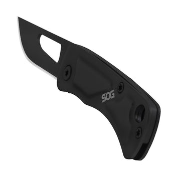 SOG Centi I Folding Knife - 1.4 Inch Straight Edge, Straight Back - Hardcased Black Finish - Black Stainless Steel Handle - Blister Pack (SOG-CE1002-CP)