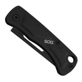SOG Centi I Folding Knife - 1.4 Inch Straight Edge, Straight Back - Hardcased Black Finish - Black Stainless Steel Handle - Blister Pack (SOG-CE1002-CP)