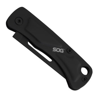 SOG Centi I Folding Knife - 1.4 Inch Straight Edge, Straight Back - Hardcased Black Finish - Black Stainless Steel Handle - Blister Pack (SOG-CE1002-CP)