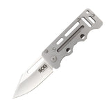 SOG Cash Card Folding Knife - 2.75-inch Straight Edge, Clip Point - Satin Finish - Silver Handle - Clam Pack (EZ1-CP)