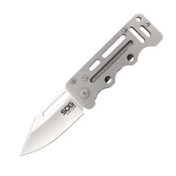 SOG Cash Card Folding Knife - 2.75-inch Straight Edge, Clip Point - Satin Finish - Silver Handle - Clam Pack (EZ1-CP)