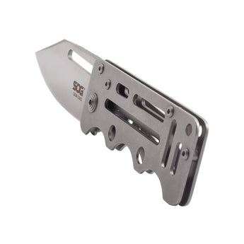 SOG Cash Card Folding Knife - 2.75-inch Straight Edge, Clip Point - Satin Finish - Silver Handle - Clam Pack (EZ1-CP)