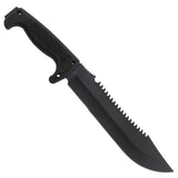 SOG Jungle Primitive Fixed Blade Knife - 9.5-inch Partially Serrated, Clip Point - Hardcased Black Finish - Black Handle - Nylon Sheath - Clam Pack (F03TN-CP)