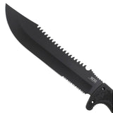 SOG Jungle Primitive Fixed Blade Knife - 9.5-inch Partially Serrated, Clip Point - Hardcased Black Finish - Black Handle - Nylon Sheath - Clam Pack (F03TN-CP)