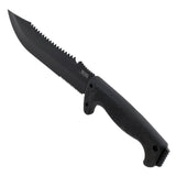 SOG Jungle Primitive Fixed Blade Knife - 9.5-inch Partially Serrated, Clip Point - Hardcased Black Finish - Black Handle - Nylon Sheath - Clam Pack (F03TN-CP)