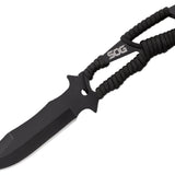 SOG Fixed Blade Throwing Knives with Paracord Handle - 4.4-inch Straight Edge - Hardcased Black Finish - Nylon Sheath - 3-Piece Clam Pack (F041TN-CP)