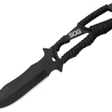 SOG Fixed Blade Throwing Knives with Paracord Handle - 4.4-inch Straight Edge - Hardcased Black Finish - Nylon Sheath - 3-Piece Clam Pack (F041TN-CP)