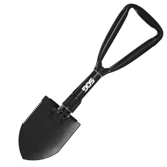SOG Entrenching Tool / Shovel - Black Powder Coated Finish - Black Folding Handle - Nylon Sheath - Boxed (F08-N)