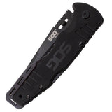 SOG Salute Folding Knife - 3.625-inch Straight Edge, Clip Point - Hardcased Black - Black Handle - Clam Pack (FF11-CP)