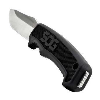SOG Fixed Blade Field Knife - 4 Inch Straight Edge - Clip Point - Blister - Satin - Black