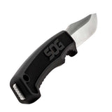 SOG Fixed Blade Field Knife - 4 Inch Straight Edge - Clip Point - Blister - Satin - Black