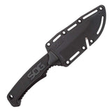 SOG Fixed Blade Field Knife - 4 Inch Straight Edge - Clip Point - Blister - Satin - Black