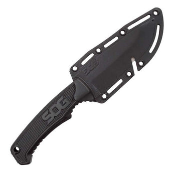 SOG Fixed Blade Field Knife - 4 Inch Straight Edge - Clip Point - Blister - Satin - Black