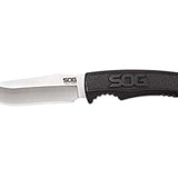 SOG Fixed Blade Field Knife - 4 Inch Straight Edge - Clip Point - Blister - Satin - Black