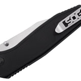 SOG Flare Assisted Folding Knife - 3.5 Inch Straight Edge - Clip Point - Satin Finish - Black - Blister Pack (FLA1001-CP)