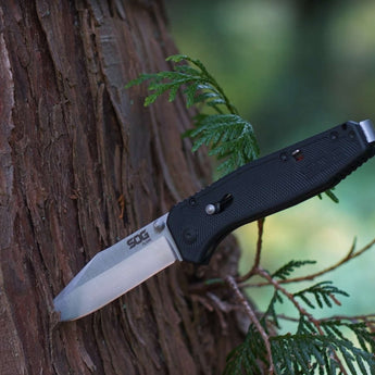 SOG Flare Assisted Folding Knife - 3.5 Inch Straight Edge - Clip Point - Satin Finish - Black - Blister Pack (FLA1001-CP)