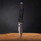 SOG Flare Assisted Folding Knife - 3.5 Inch Straight Edge - Clip Point - Satin Finish - Black - Blister Pack (FLA1001-CP)