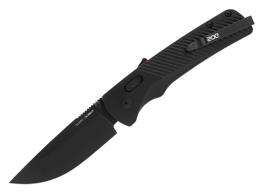 SOG Flash AT-XR Mk3 Folding Knife - 3.45 Inch Blade, Straight Back, Straight Edge - Presentation Box - Black Out