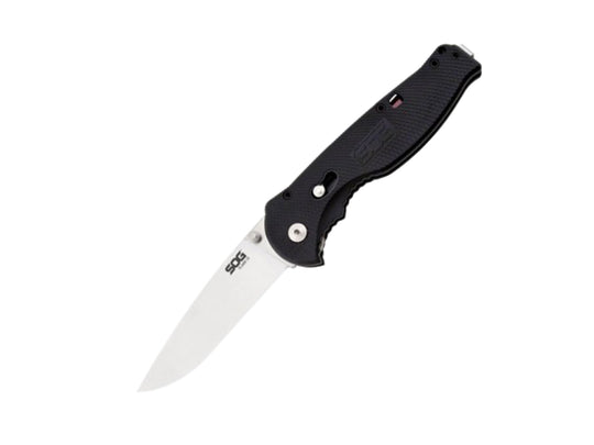 SOG Flash II Folding Knife - 3.5 Inch Straight Edge, Drop Point, Satin - Boxed