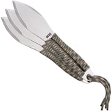 SOG Fling Fixed Blade Throwing Knife Set - 2.8-inch Straight Edge, Spear Point - Satin Finish - Green and Tan Paracord Handle - Nylon Sheath - 3-Piece Clam Pack (FX41N-CP)