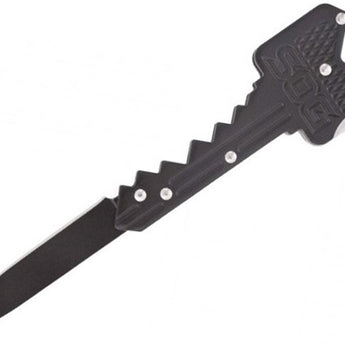 SOG Key Knife Folding Knife - 1.5-inch Straight Edge, Drop Point - Blue or Hardcased Black