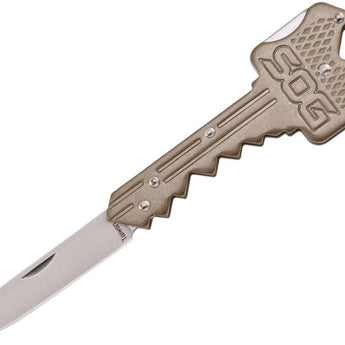 SOG Key Knife Folding Knife - 1.5-inch Straight Edge, Drop Point - Blue or Hardcased Black