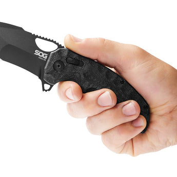 SOG Kiku XR Folding Knife - 3 Inch Blade, Tanto, Straight Edge - Satin or Black Finish