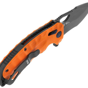 SOG Kiku XR LTE Folding Knife - 3.02 Inch Blade, Tanto, Straight Edge - Orange G10 or Blackout