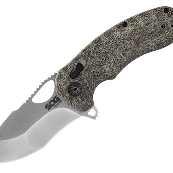 SOG Kiku XR Folding Knife - 3 Inch Blade, Tanto, Straight Edge - Satin or Black Finish