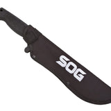 SOG SOGFari 10-inch Machete - Saw / Straight Edge, Tanto - Hardcased Black Finish - Black Handle - Nylon Sheath - Clam Pack (MC04-N)
