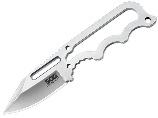 SOG Instinct Mini Fixed Blade Knife - 1.9-inch Straight Edge, Clip Point - Satin Polished - Silver Skeleton Handle - Hard Nylon Sheath - Clam Pack (NB1001-CP)