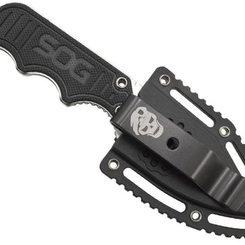 SOG Instinct Mini Fixed Blade Knife - 1.9-inch Straight Edge, Clip Point - Satin Polished - Black G10 Handle - Hard Nylon Sheath - Clam Pack (NB1002-CP)