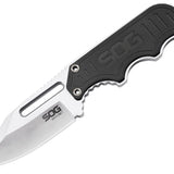 SOG Instinct Fixed Blade Knife - 2.3-inch Straight Edge, Clip Point - Satin Polished - Black G10 Handle - Hard Nylon Sheath - Clam Pack (NB1012-CP)