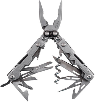 SOG PowerLitre Multi-Tool - Stainless Steel - Stonewash or Black Finish - 17 Total Tools - Blister Pack (PL1001-CP, PL1002-CP)