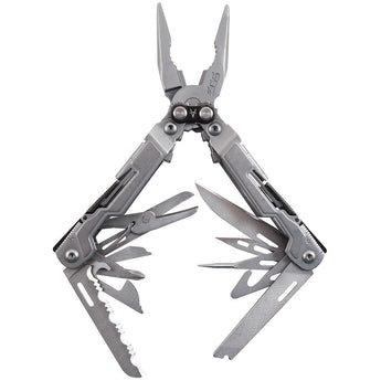 SOG PowerPint Multi-Tool - Stainless Steel - Black or Stonewash Finish - 18 Total Tools - Blister Pack (PP1001-CP)