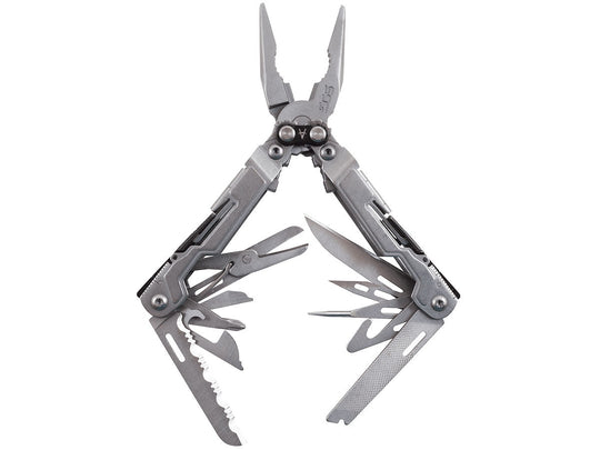 SOG PowerPint Multi-Tool - Stainless Steel - Black or Stonewash Finish - 18 Total Tools - Blister Pack (PP1001-CP)