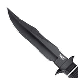 SOG Tech Bowie Fixed Black Knife - 6.4-inch Straight Edge, Clip Point - Black TiNi - Black Handle - Boxed (S10B-K)