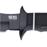 SOG Tech Bowie Fixed Black Knife - 6.4-inch Straight Edge, Clip Point - Black TiNi - Black Handle - Boxed (S10B-K)