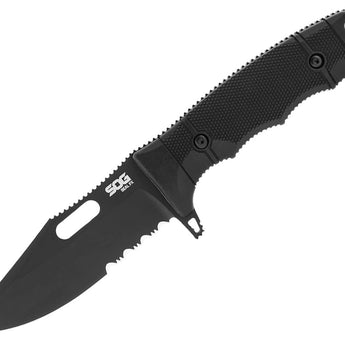 SOG SEAL FX Fixed Blade Knife - 4.30 Inch Blade, Clip Point - Partially Serrated - Blackout