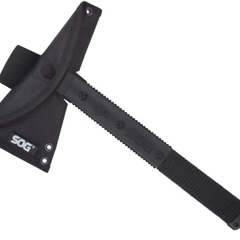 SOG Survival Hawk Axe - 3-inch Straight Edge - Hardcased Black Finish - Black Handle - Nylon Sheath - Clam Pack (SK1001-CP)