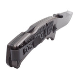 SOG SideSwipe Folding Knife - 3.4-inch Straight Edge, Clip Point - Bead Blasted - Grey Handle - Clam Pack (SW1011-CP)