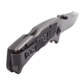 SOG SideSwipe Folding Knife - 3.4-inch Straight Edge, Clip Point - Bead Blasted - Grey Handle - Clam Pack (SW1011-CP)