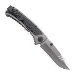 SOG SideSwipe Folding Knife - 3.4-inch Straight Edge, Clip Point - Bead Blasted - Grey Handle - Clam Pack (SW1011-CP)