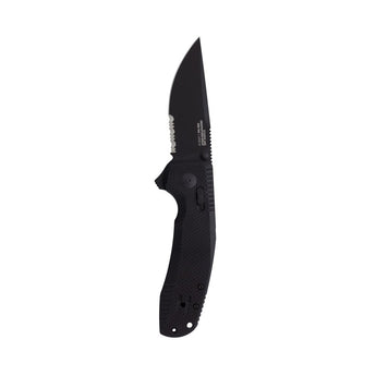 SOG SOG-TAC XR Partially Serrated Folding Knife - Peg Box - Blackout