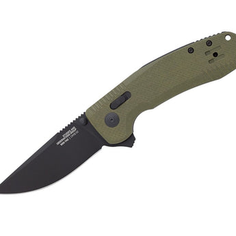 SOG SOG-TAC XR Folding Knife - 3.4 Inch Clip Point Blade - Blackout or OD Green - Peg Box