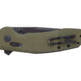 SOG SOG-TAC XR Folding Knife - 3.4 Inch Clip Point Blade - Blackout or OD Green - Peg Box
