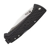 SOG Traction Folding Knife - 3.5-inch Straight Edge, Clip Point - Satin Finish - Black Handle - Clam Pack (TD1011-CP)
