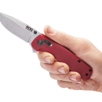 SOG Terminus XR G10 - 2.95 Inch Stonewashed Clip Point Blade - OD Green or Crimson - Clam or Box Packaging